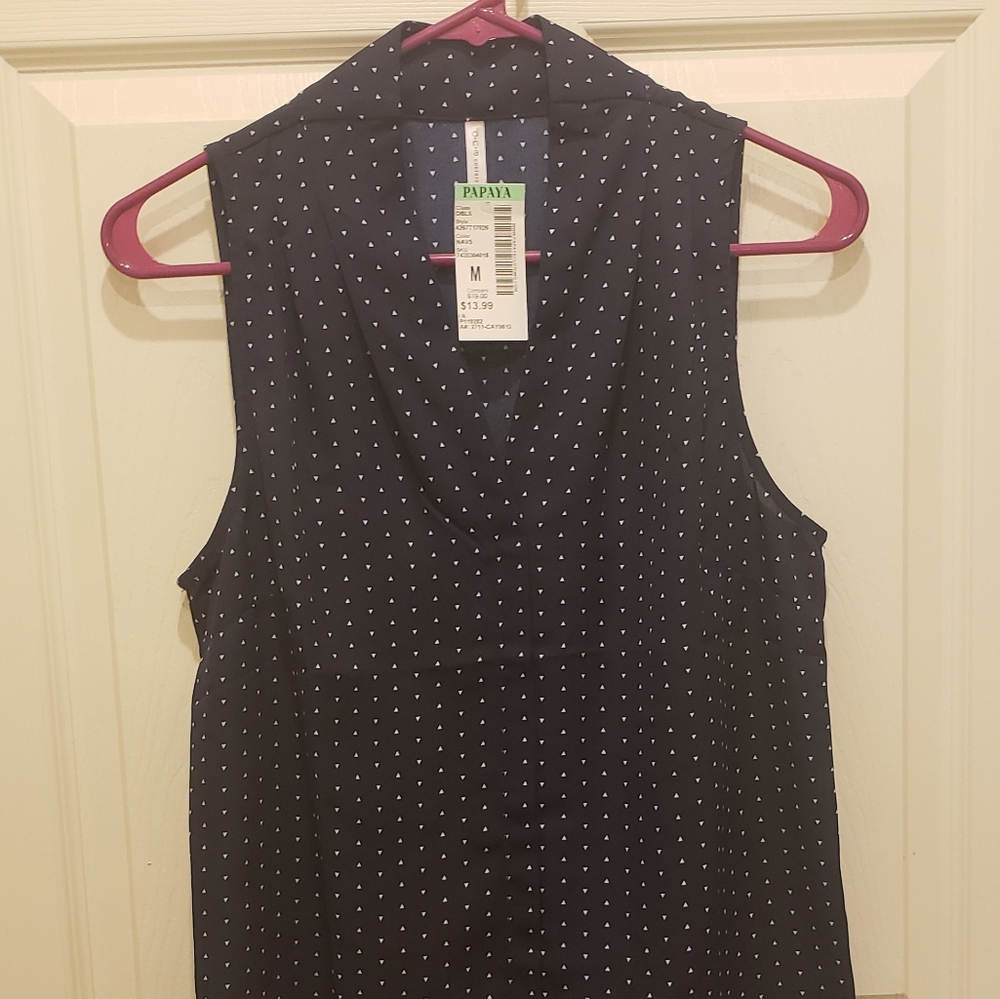 Brand new blue blouse with triangular dots